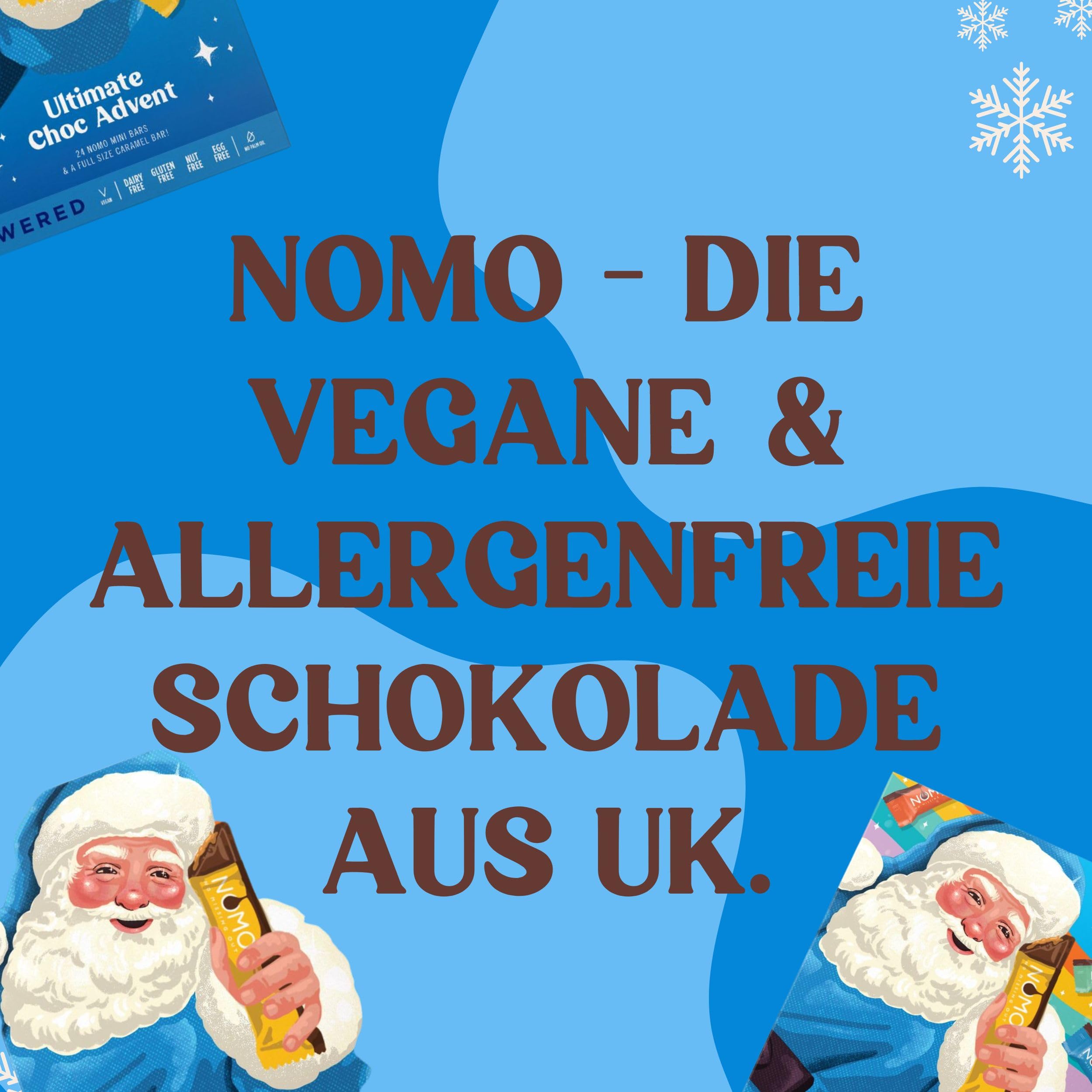 NOMO Mixed Mini Riegel Adventskalender - 320g - Allergenfreie Weihnachten - Laktosefrei, Glutenfrei, Nussfrei, Eifrei - Rainforest Alliance Zertifiziert - 100% Vegan