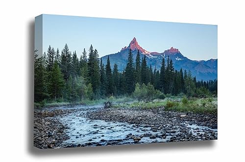 Rocky Mountain Canvas Wall Art (Ready to Hang) Gallery Wrap of Pilot Peak Overlooking River at Sunrise Along Wyoming and Montana Border Nature