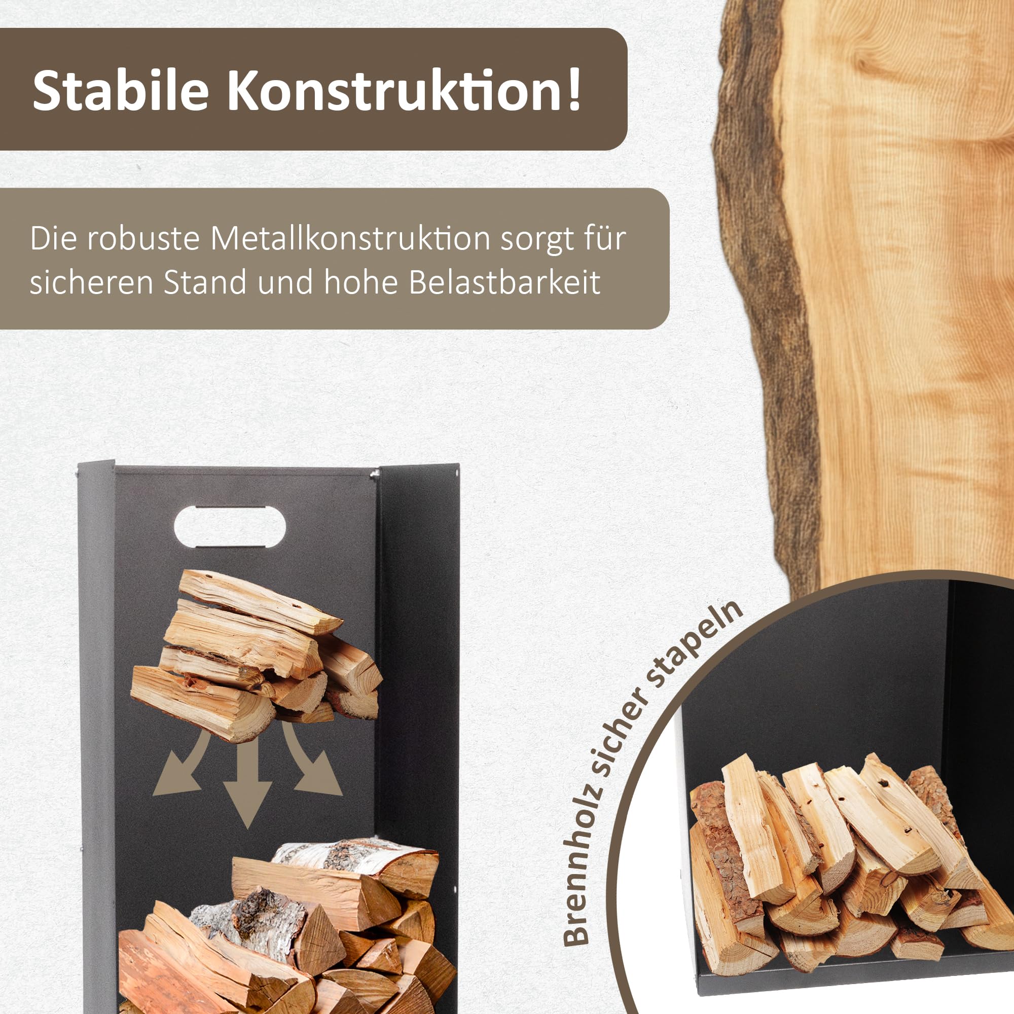 Lemodo Kaminholzregal Metall, Brennholzregal, Metallregal für Kaminholz und Briketts, Holzaufbewahrung, Feuerholzregal, Holzregal, Kaminholzaufbewahrung, Brennholzständer, Kaminholzhalter