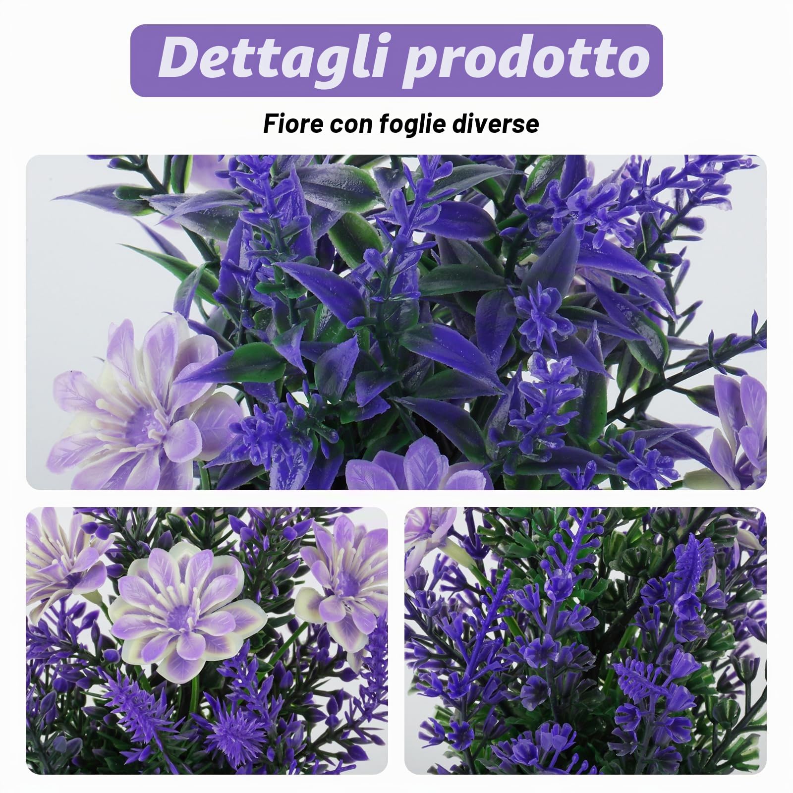 3 Pz Fiori Finti Che Sembrano Veri, Piante di Lavanda Fiori Artificiali, Lavanda Pianta Artificiali in Vaso per camera da letto, soggiorno, bagno, ufficio, davanzale, decorazione d'interni