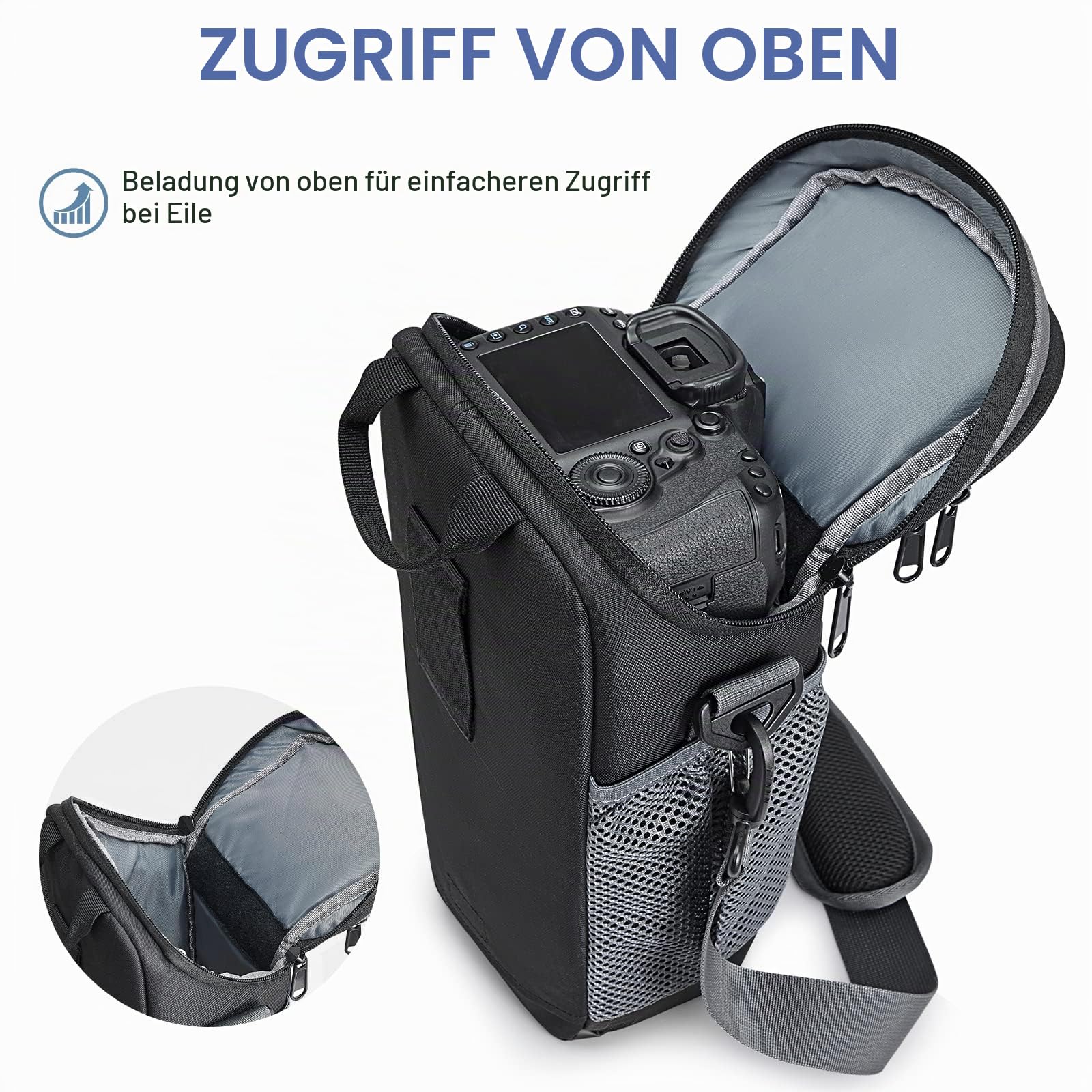 S-ZONE Kameratasche DSLR/SLR wasserdichte Kameratasche für Fotografen Holster Kompatibel mit Nikon Canon Sony