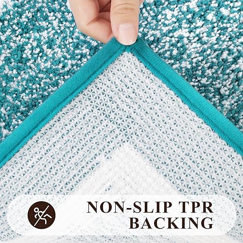 Miniatura 5 de Pauwer Juego de baño, alfombras de baño antideslizantes, alfombras de ducha absorbentes para suelo de baño, bañera y ducha, color azul aguamarina