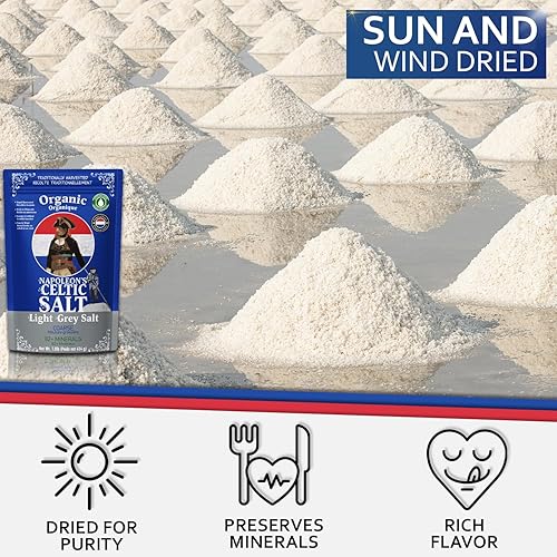 Miniatura 6 de Napoleon's Celtic Organic - Sal marina gruesa de 82 minerales, bolsa resellable de 1.0 libras, sal marina francesa, sal gris, naturalmente húmeda,