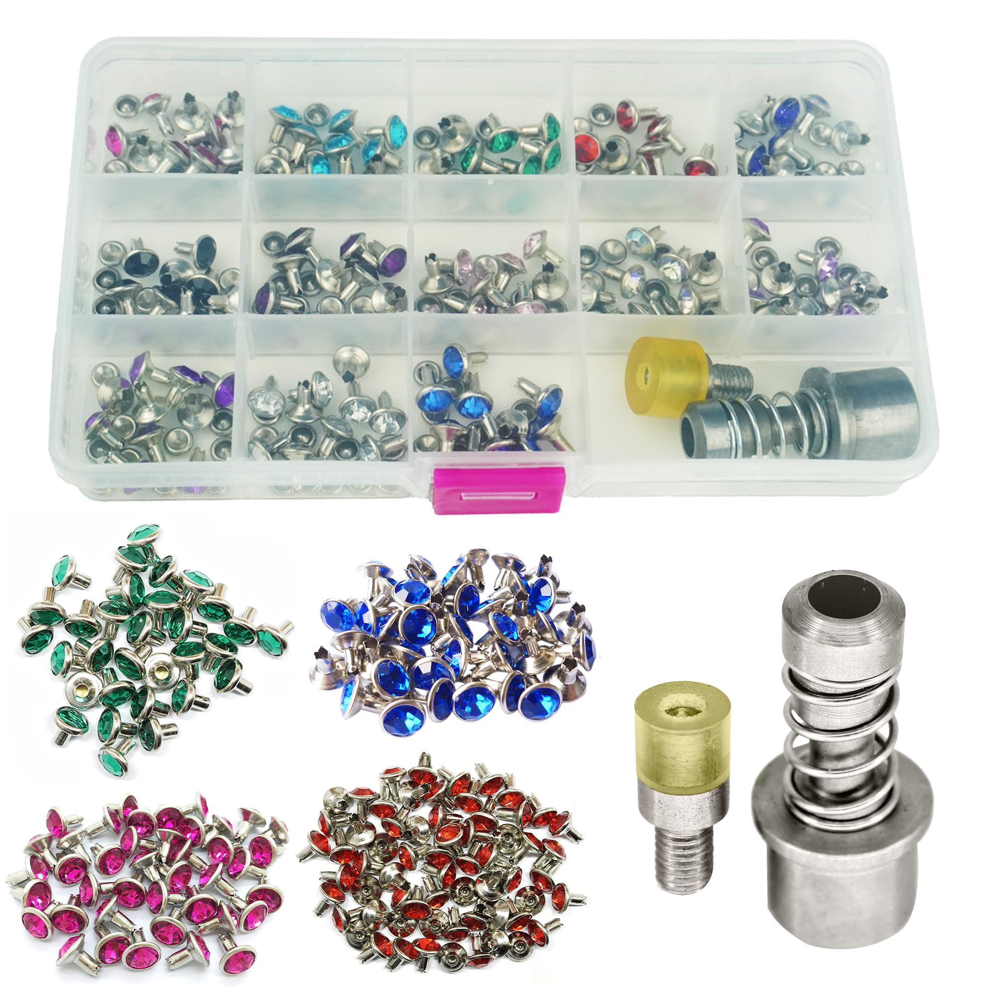 Trimming Shop Rivetti in cristallo da 7 mm, strass acrilici per fai da te, decorazioni per abbigliamento, progetti artistici e artigianato, borse abbellimento (10 pezzi, trasparente