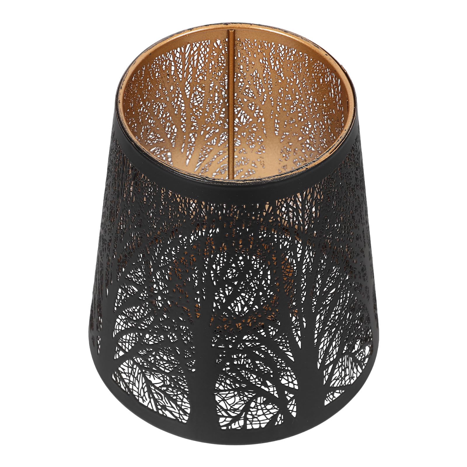 HOODANCOS Metal Hollow Lampshade with Tree Shadow Pattern E27 Table and Floor Lamp Cover for Living Room and Bedroom Enhancing Ambient Light