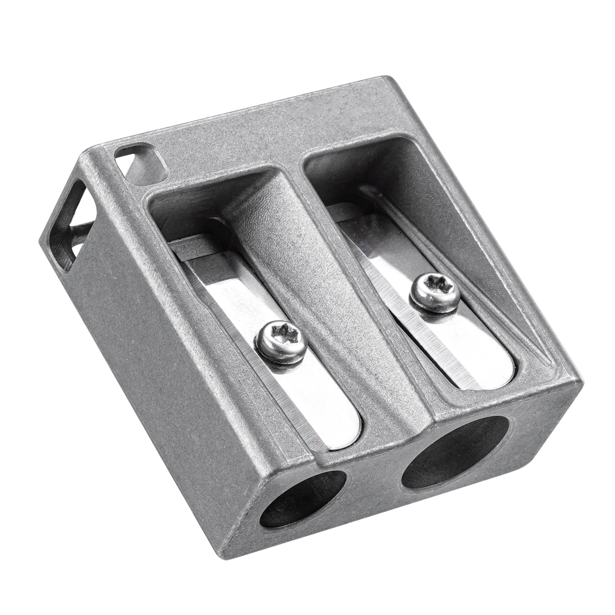 KeyUnity KT02 Temperamatite in Titanio con lama in Acciaio Tedesco per Scuola, Ufficio e uso Esterno (Sabbiato, Doppio Foro)