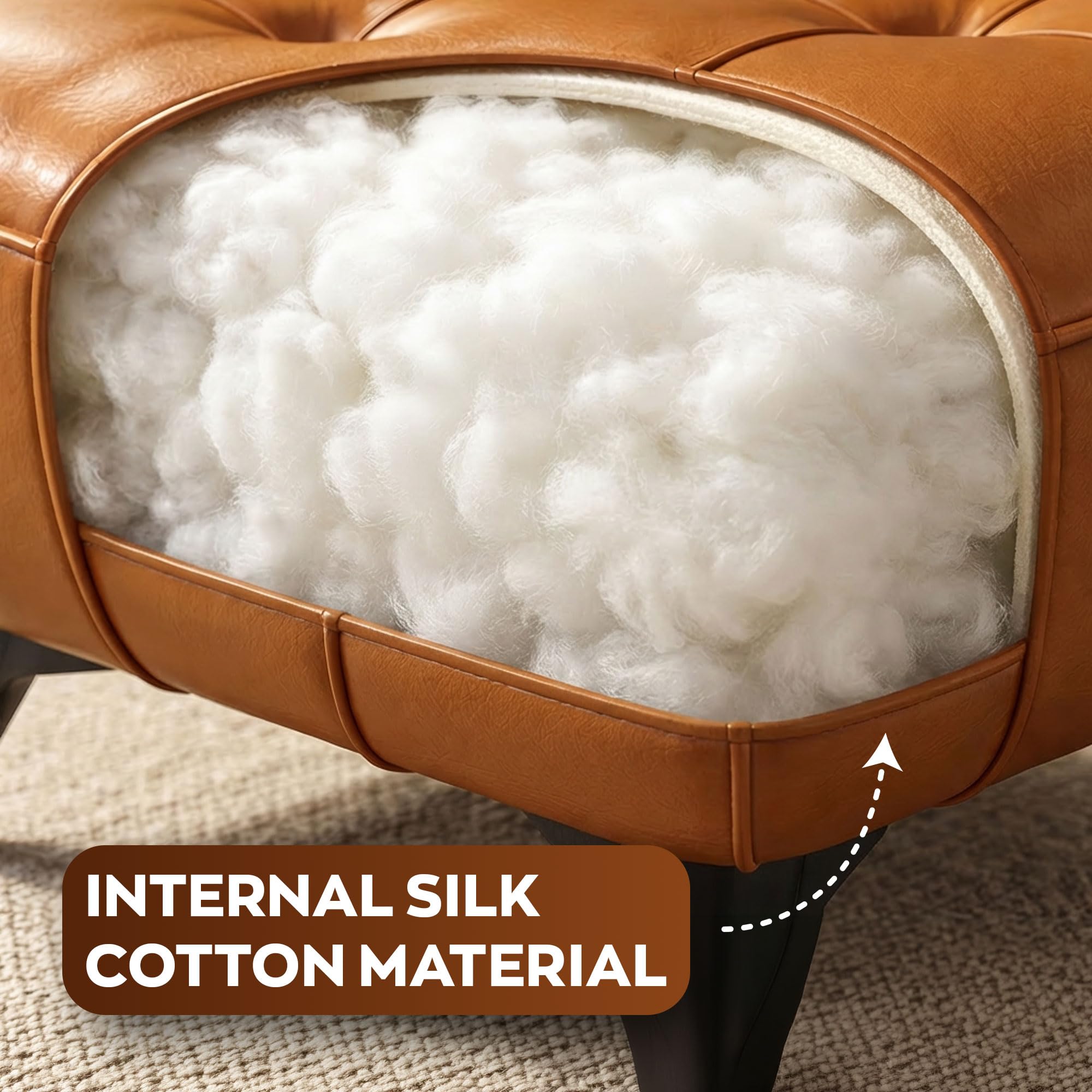 FRANKYSTAR® Kumo - Sgabello Pouf Ottomano Moderno 35,5x25x30 cm Poggiapiedi Panca Moderna in Similpelle Cuoio