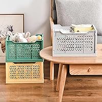 Vista 5 de Domiella Paquete de 2 cajas para almacenamiento, cajas de almacenamiento apilables de plástico, plegables para oficina, hogar, cocina, dormitorio