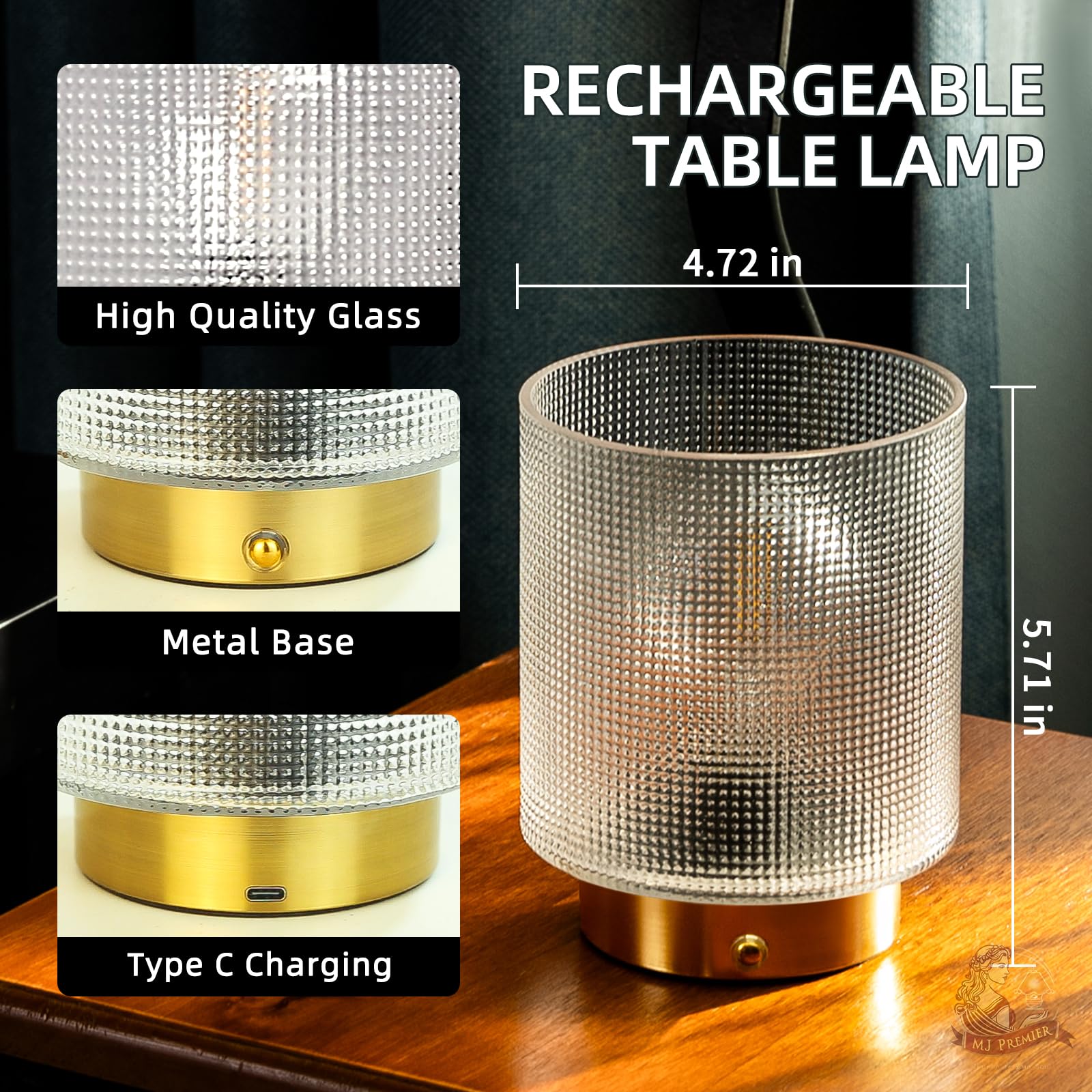 MJ PREMIER Lámpara De Mesa Funciona Con Pilas, Lámpara Inalámbrica Para Decoración Del Hogar, Luces Nocturnas De La Selva, Camping, Regalo/ Dormitorio