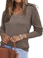 Arach&Cloz Women's Wool Blend V-Neck Sweater Long Sleeve Business Casual Fall Winter Top