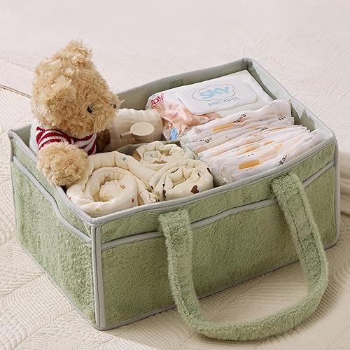 luxury little Organizador suave de pañales para bebé, cesta de almacenamiento para guardería con divisor extraíble, cesta portátil para pañales para