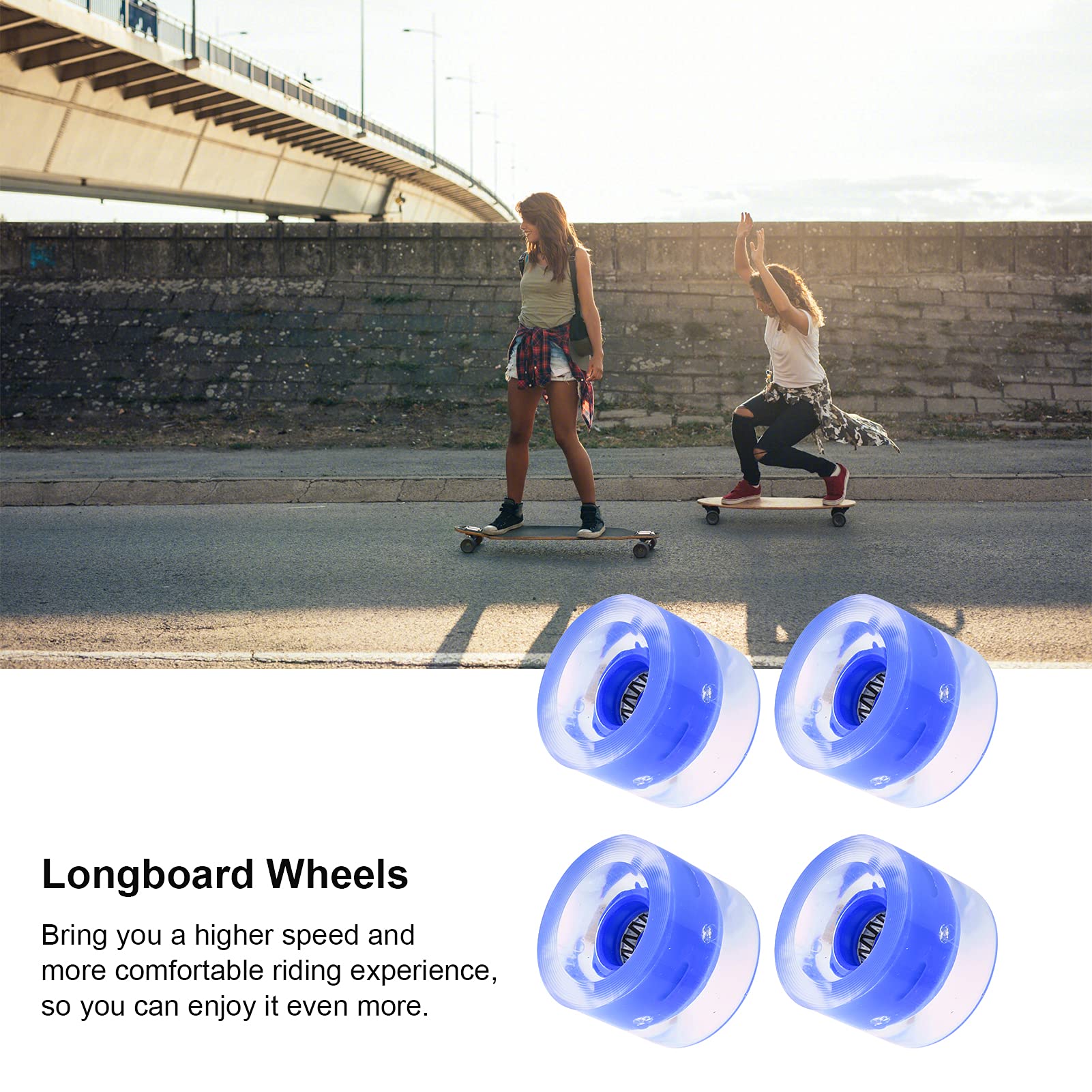 Xolsurg Skateboard Flash Wheels HIGH Elasticity for Longboard Cruiser Board (Blue)