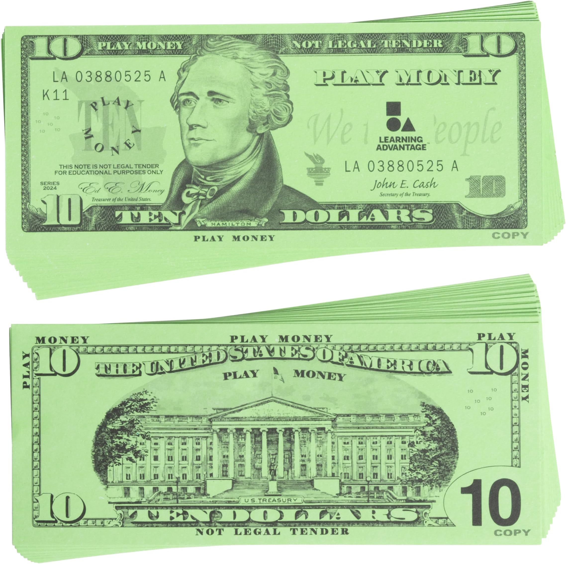 Learning Advantage CTU7509 10 Dollar Bills Set 100 Bills