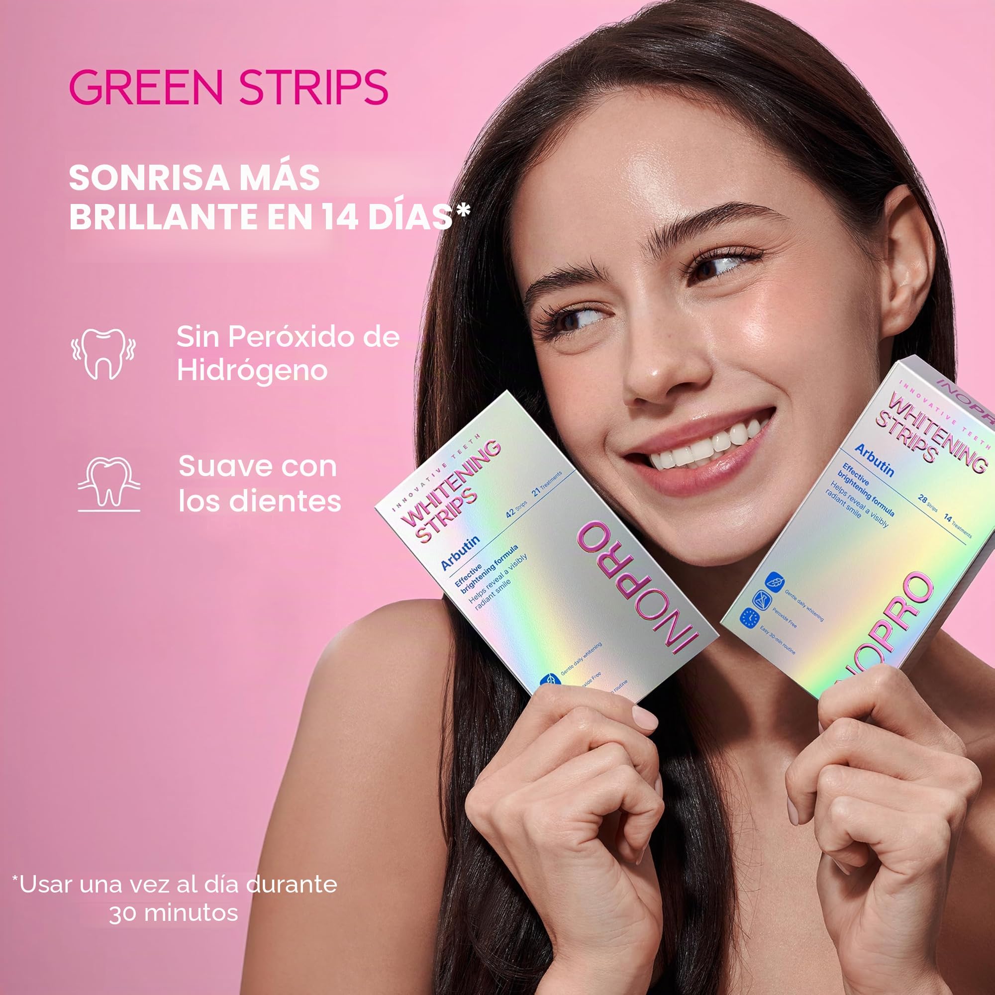 InoPro Kit de 14 tratamientos para blanquear los dientes, blanqueador de dientes, sin peróxido, esmalte seguro para el esmalte, eliminación de manchas profundas, blanqueamiento dental instantáneo sin