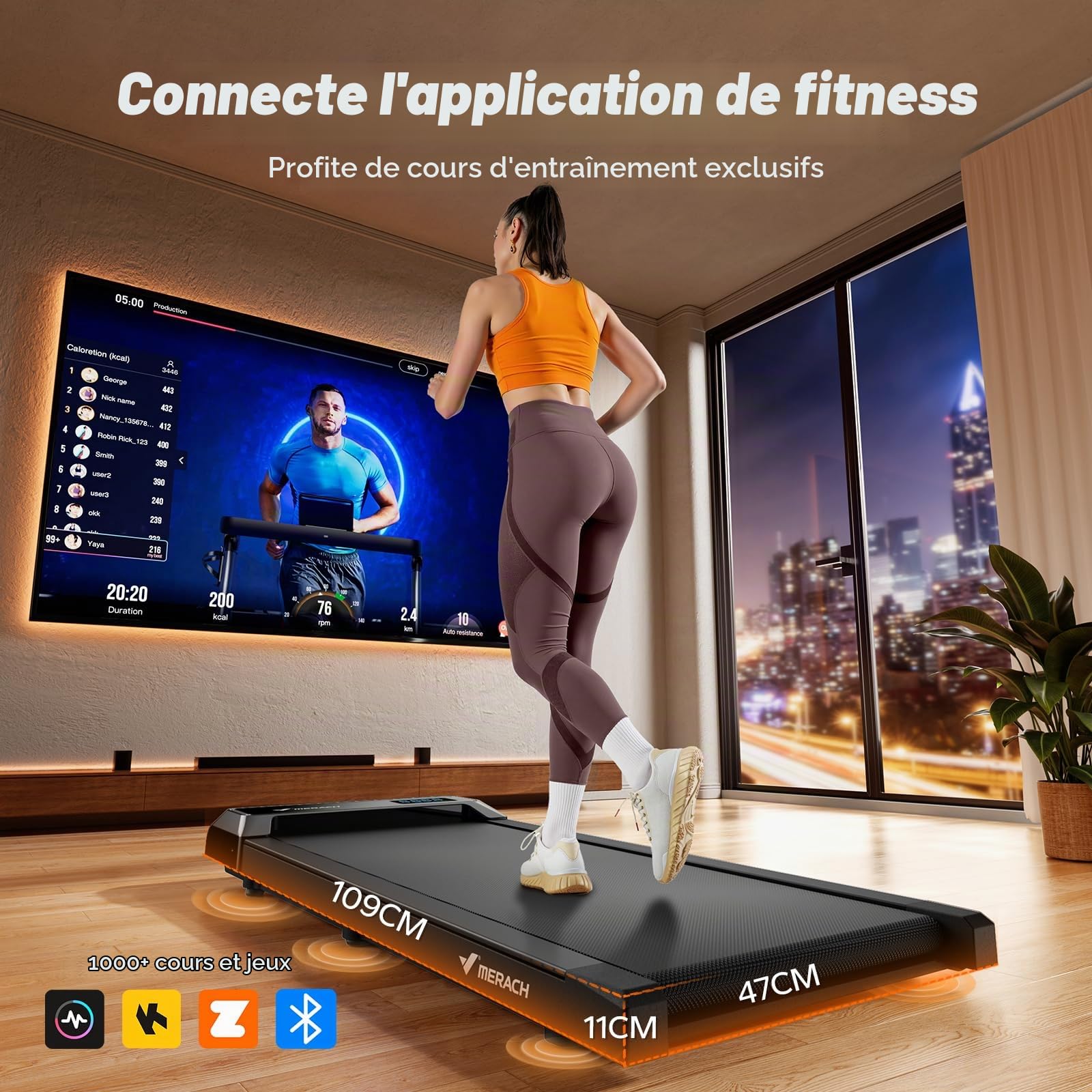MERACH Tapis de course 3 en 1 avec télécommande