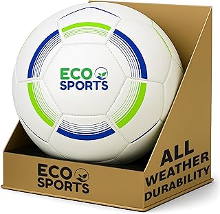 Eco Sports Youth Soccer Ball – Youth Soccer Ball Size 5 with TPU Cover and Long Air Retention for Practice and Professional Games – Ages 12 and Up – Blue & Green