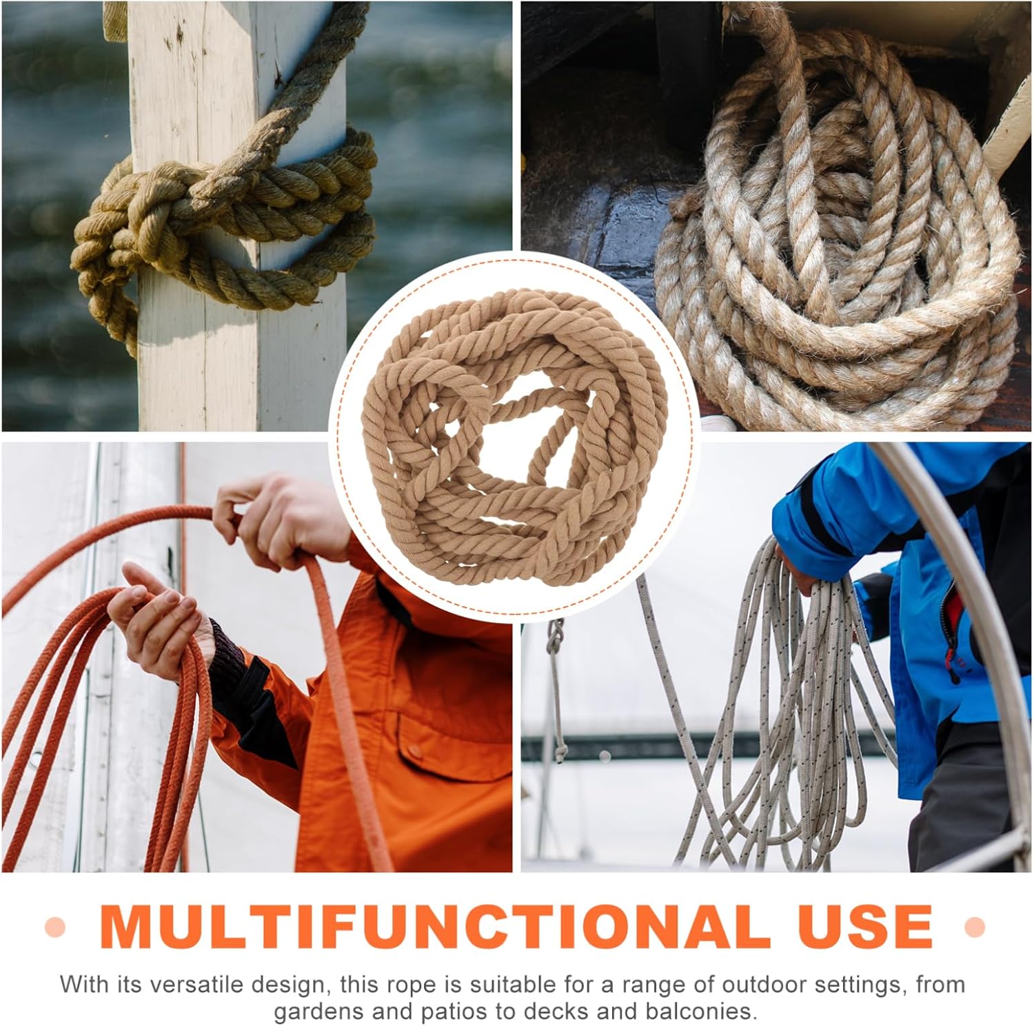 VICASKY Nautical Rope for Crafts Tough Hemp Handrail Rope for Garden Boat and DIY Projects