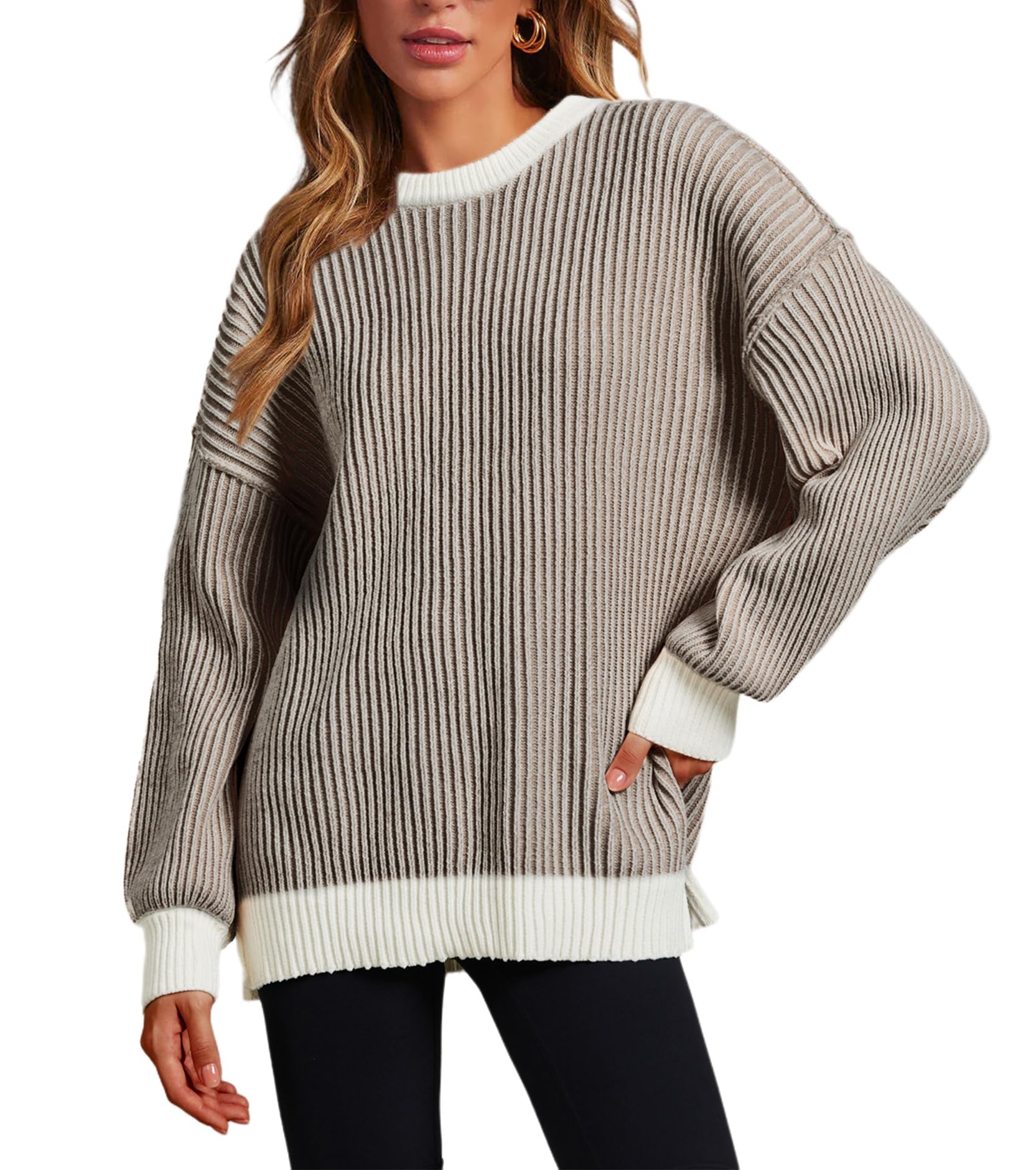 MISSFASHIONBeyond Chenille Sweater for Women Fall Casual Long Sleeve Crew  Neck Pullover Rib Knit Blouse Tops