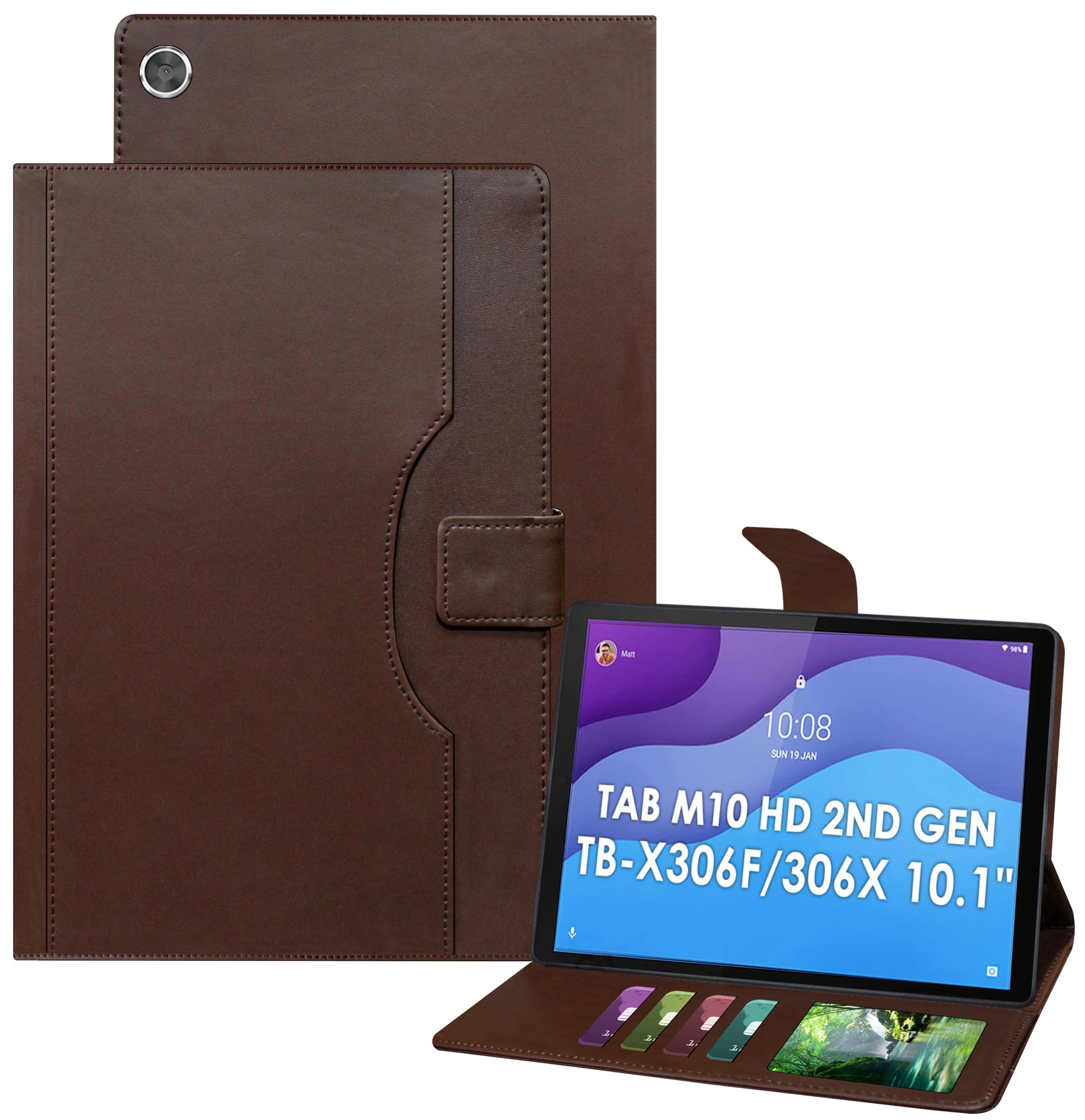 TGK Multi-Angle Viewing Smart Stand with Document Card Pocket Wallet Leather Flip Case Cover for Lenovo Tab M10 HD 2nd Gen TB-X306X / Smart Tab M10 HD 2nd Gen TB-X306F (Dark Brown) (B09PNMHK6D) Amazon Price History, Amazon Price Tracker