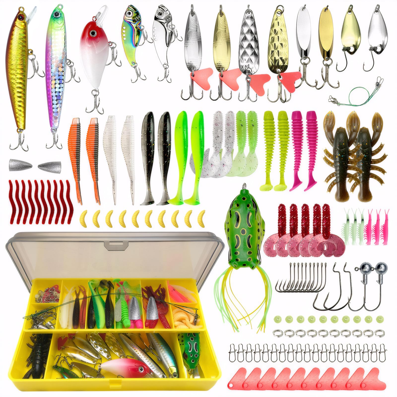 Kit De 137 Leurres De Pêche Avec Boîte à Appâts – Vers Souples, Têtes Plombées, Crankbaits, Pour Brochet, Sandre, Truite, Eau Douce/salée