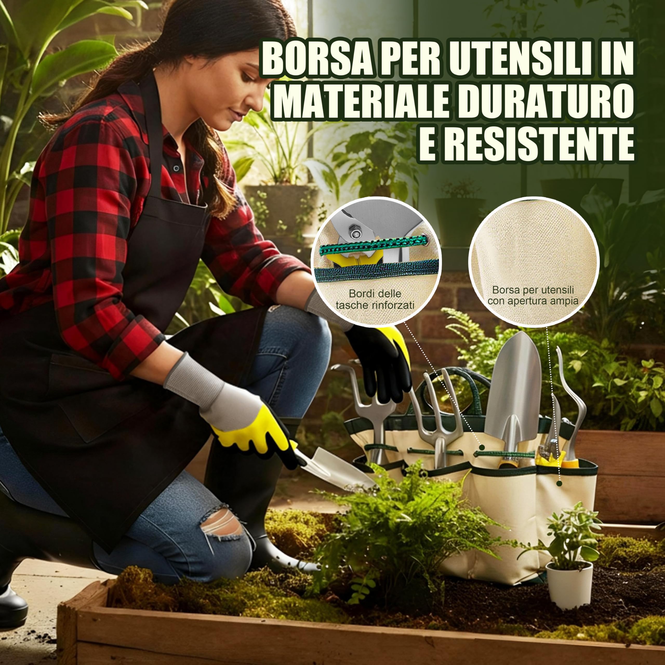 Attrezzi Giardinaggio,8 Pezzi in Acciaio Inox Pesante Kit,Professionali Robusti Attrezzi per Piantare Uomo/Donna Set Di Attrezzi Da Giardinaggio