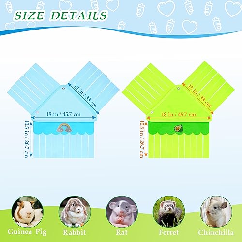 Miniatura 35 de Escondite de conejillo de indias, lindo conejillo de indias esquinero de forro polar con cortina de 3 lados, hamaca de conejo de juguete y cama