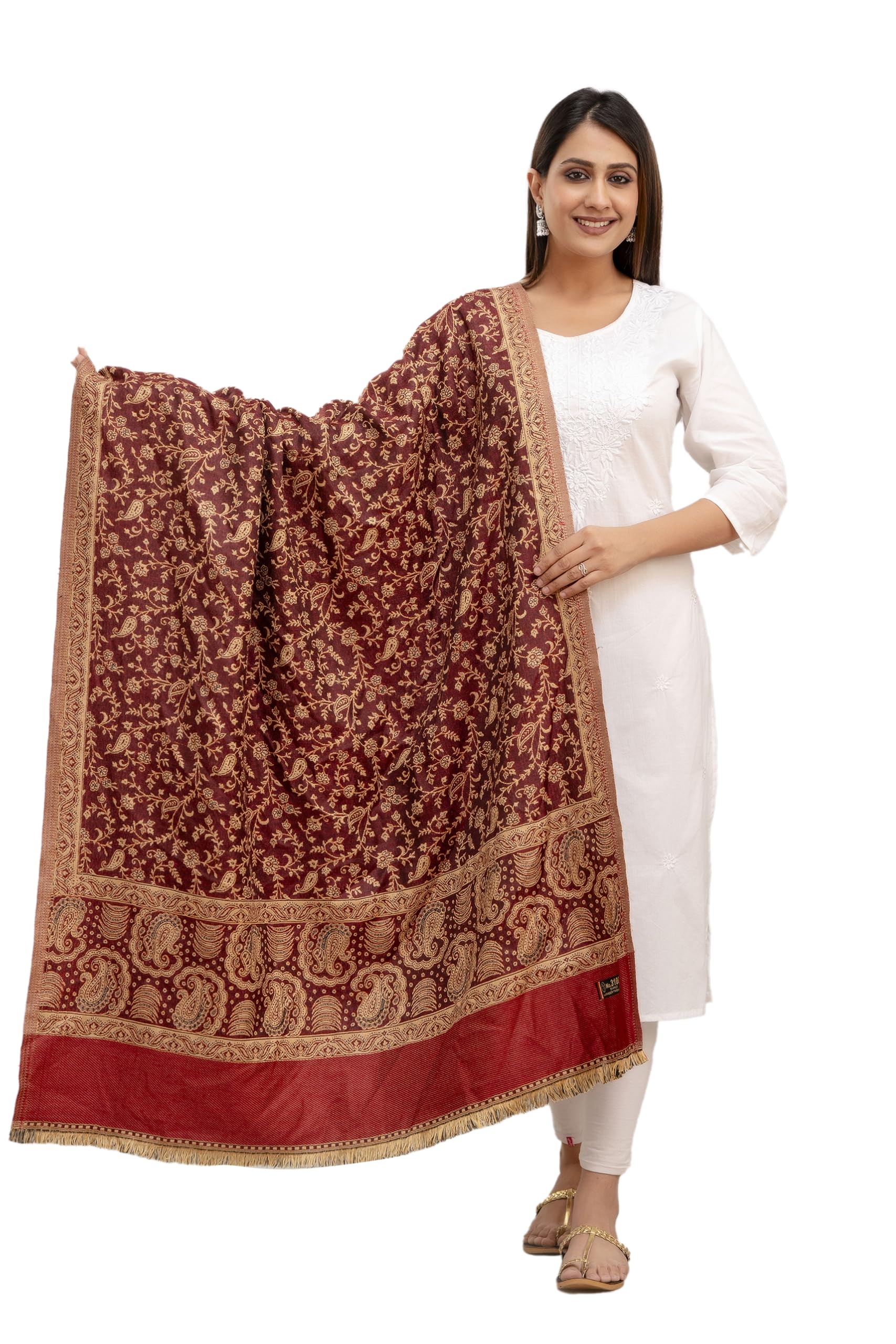 Kashmiri Kani Wool Shawl for Women | Ethnic Shawl/Stole for Women | Women's Pashmina Wool Kani Weave Shawls Winters (Pack Of 1)