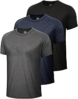 BOOJO 3 Pack Men's Quick Dry Workout Shirts - Moisture Wicking Breathable Athletic Tees for Gym Running Sports Lounge