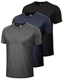 3 Pack Workout Mens Shirts - Quick Dry Causal Moisture Wicking Work Gym Athletic Short Sleeve for Basketball Running