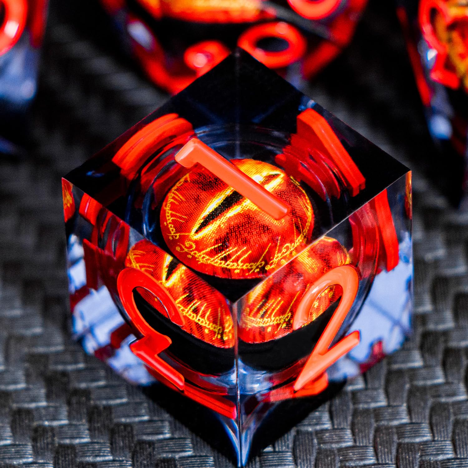 ARUOHHA Gazes Eye Dice DND Resin Dice Liquid Core Flaming RPG Sharp Edged Dice Set including Gift Box - Image 3