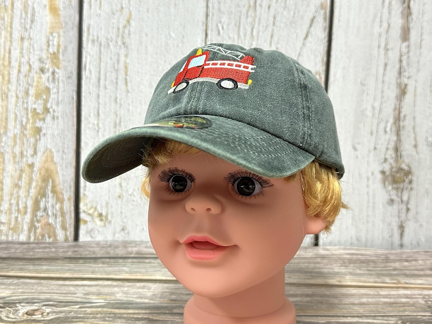 Embroidered Fire Truck Hats for Boy, Fire Dept Firefighter Baseball Cap for Child Kids, Army Green Dad Hat - Image 5