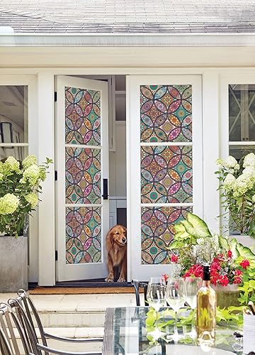 Miniatura 5 de JiffDiff Película de privacidad para ventana de 78.7 x 17.3 pulgadas, película de vidrio esmerilado, película de ventana de arco iris bohemio,