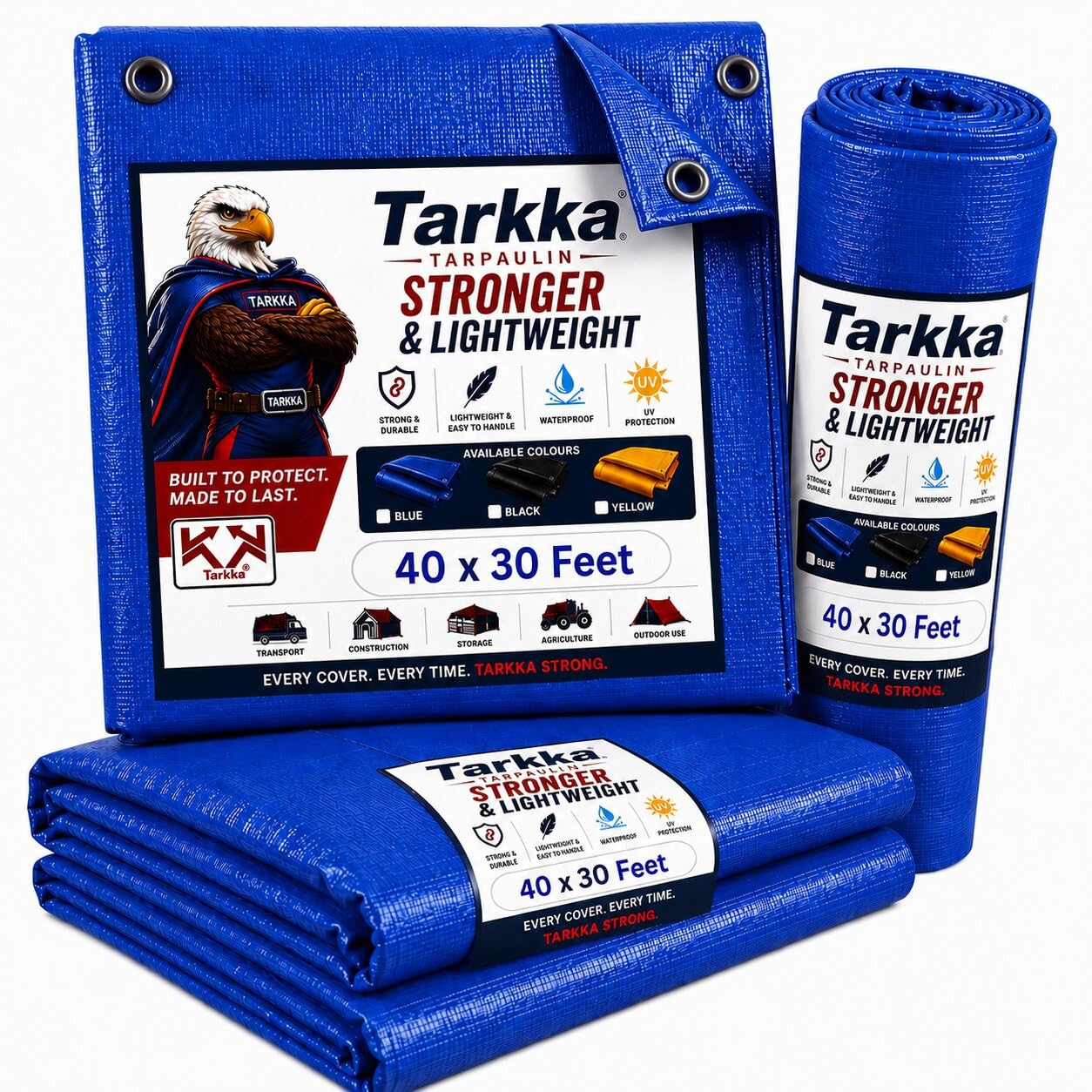 Tarkka 18x15ft Blue Tarpaulin Sheet, 120 GSM Virgin Waterproof Tirpal/Tadpatri Cover with Reinforced Eyelets & UV Protection for Home, Farm & Truck, 1 Sheet — Amazon image 12