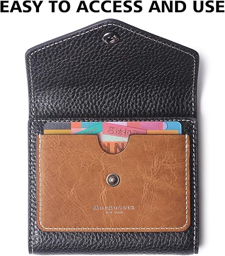 Miniatura 4 de Cartera pequeña para mujer, de piel auténtica, con bloqueo RFID, organizador de bolsillo, compacto, plegable, mini monedero para mujer