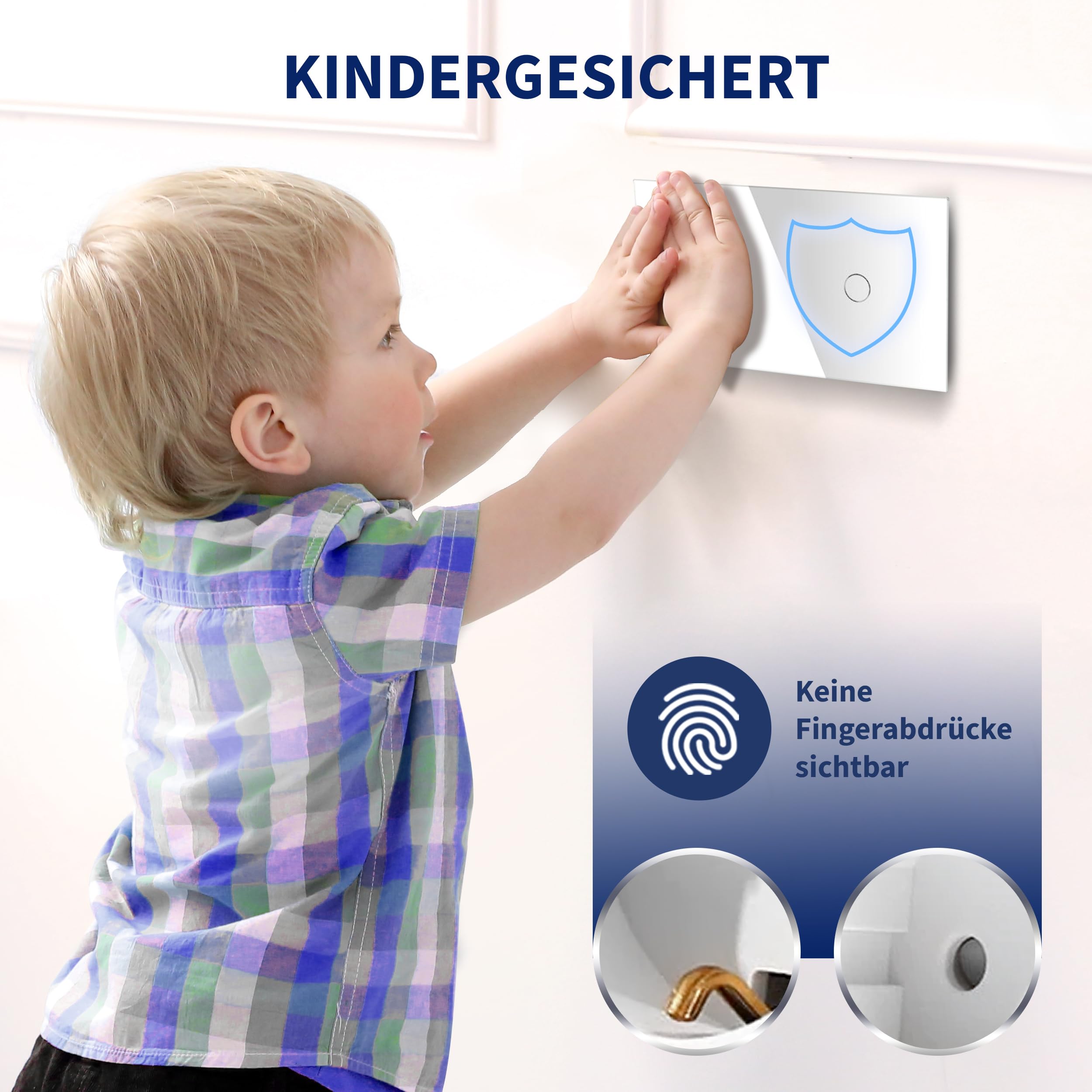 PULSAR Touch Lichtschalter 3 Fach Weiß Unterputz, Lichtschalter Gehärtete Kristallplatte mit Status-LED, Touch Schalter Dreifach 110V - 240V / Nicht Smart Schalter