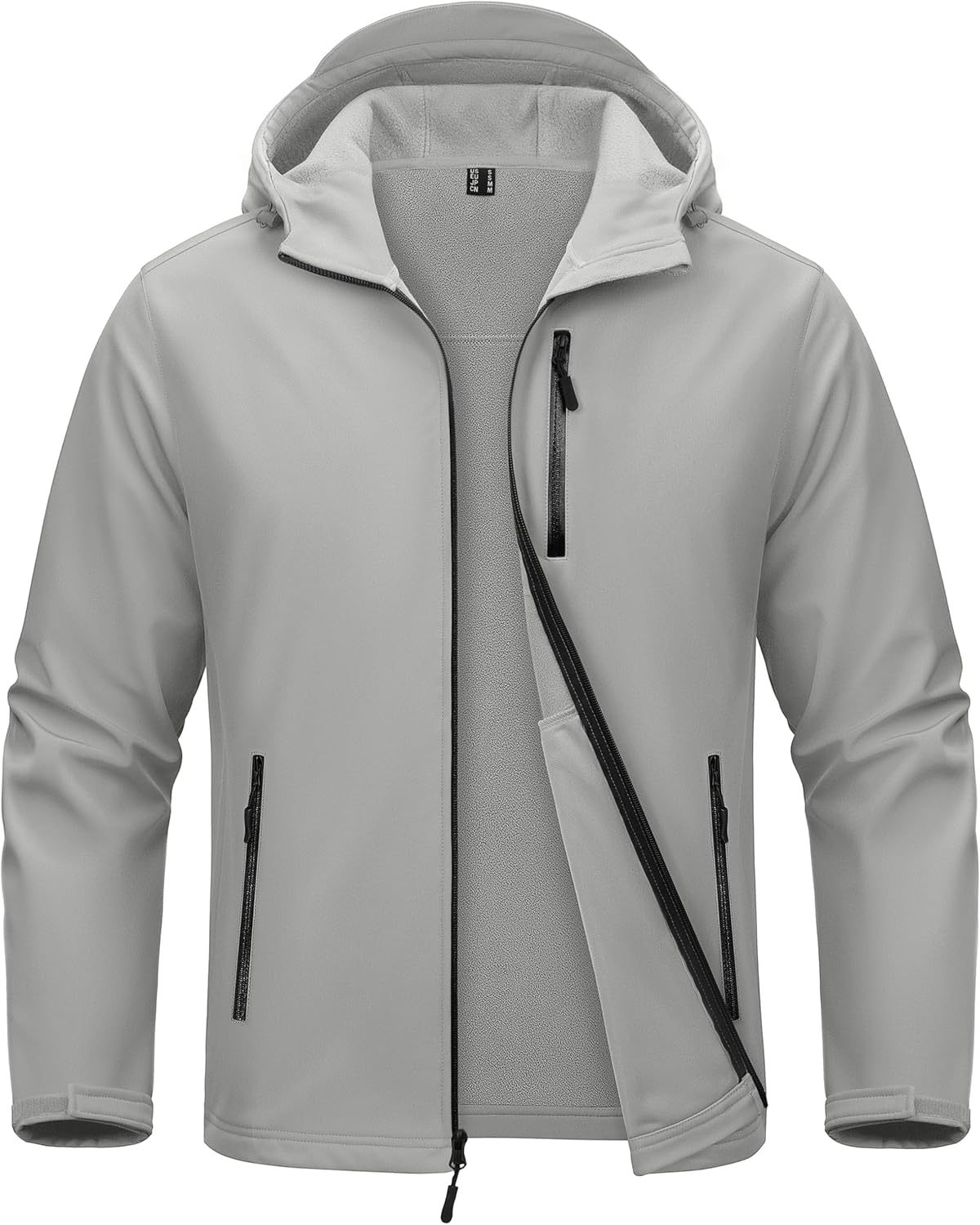 MAGCOMSEN Men's Waterproof Fleece Lined Rain Jacket Lightweight Softshell Raincoat with Hood Winter Hiking Windbreaker