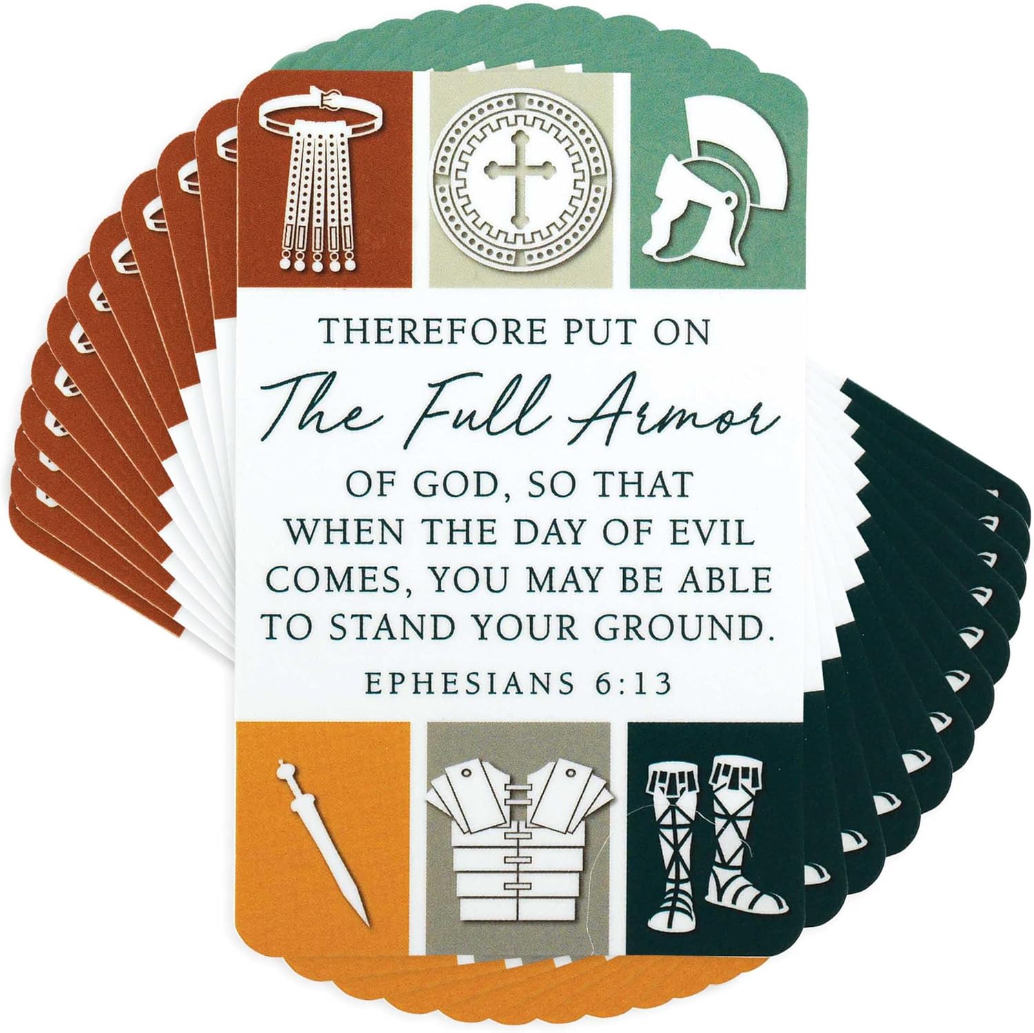 Dicksons Full Armor of God White 4 inch Paper Pocket Card Bookmark Pack of 12