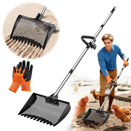 12inch Chicken Poop Scooper & Rake 2-in-1, Heavy Duty Metal