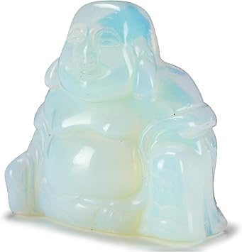 KALIFANO Moonstone Opalite Buddha Carving - Worry Stone Figurine Set for Balance and Harmony Family Owned and Operated