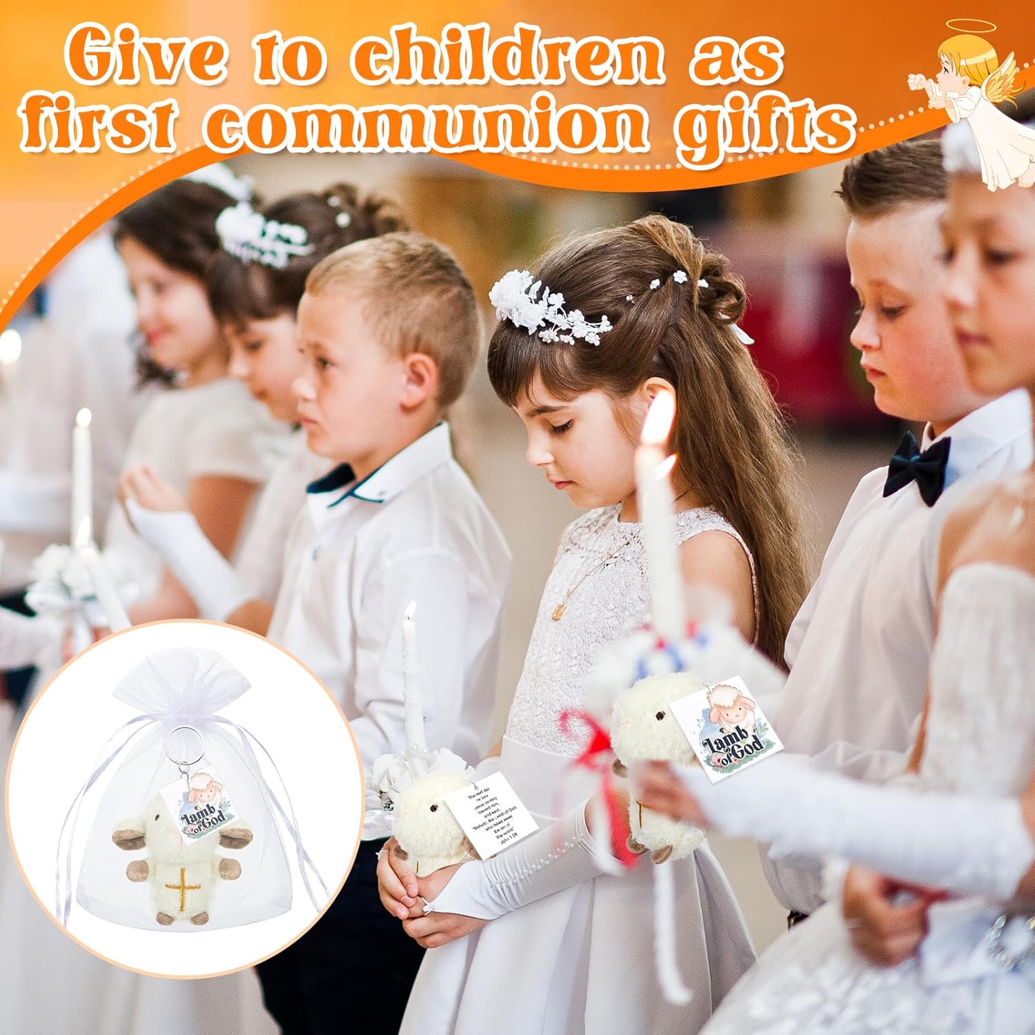 Shappy 6 Pcs Mini Plush Lambs Jesus Plush Toys Lamb of God Sheep Stuffed Animal Keychain Religious Easter Party Favors Basket Stuffers Christian Gifts for Easter Baptism First Communion Christening