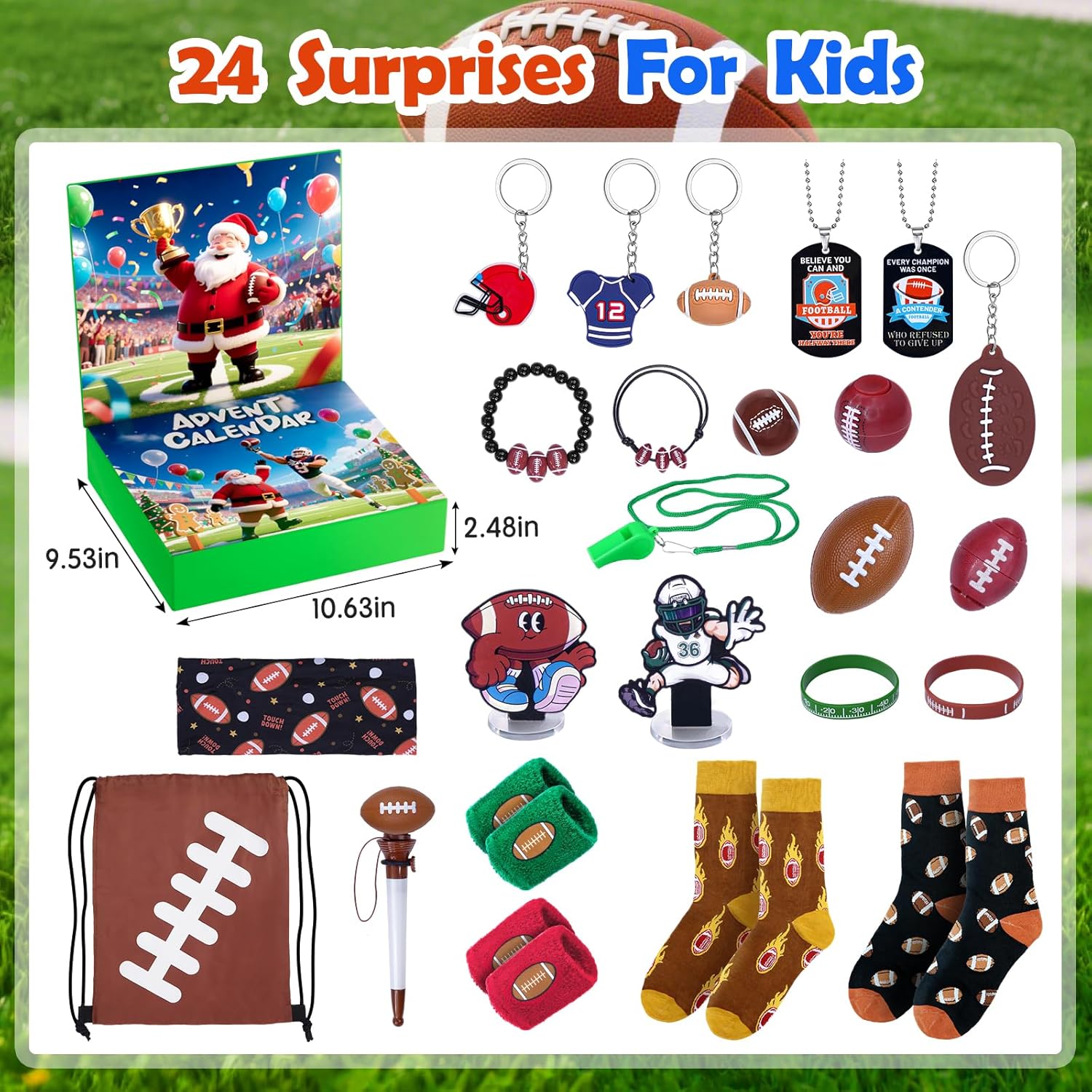 Advent Calendar 2025 Sport for Teen Boys Girls Teenagers Baseball Football Christmas Countdown Gifts Accessories and Decorations Stocking Stuffers (Football)