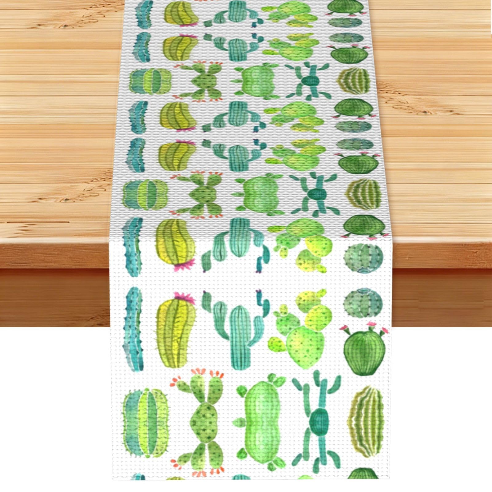 Cactus... Printed Kitchen Table Runner 13x72, Faux Linen Style Decor for Home Wedding Banquet Fireplace