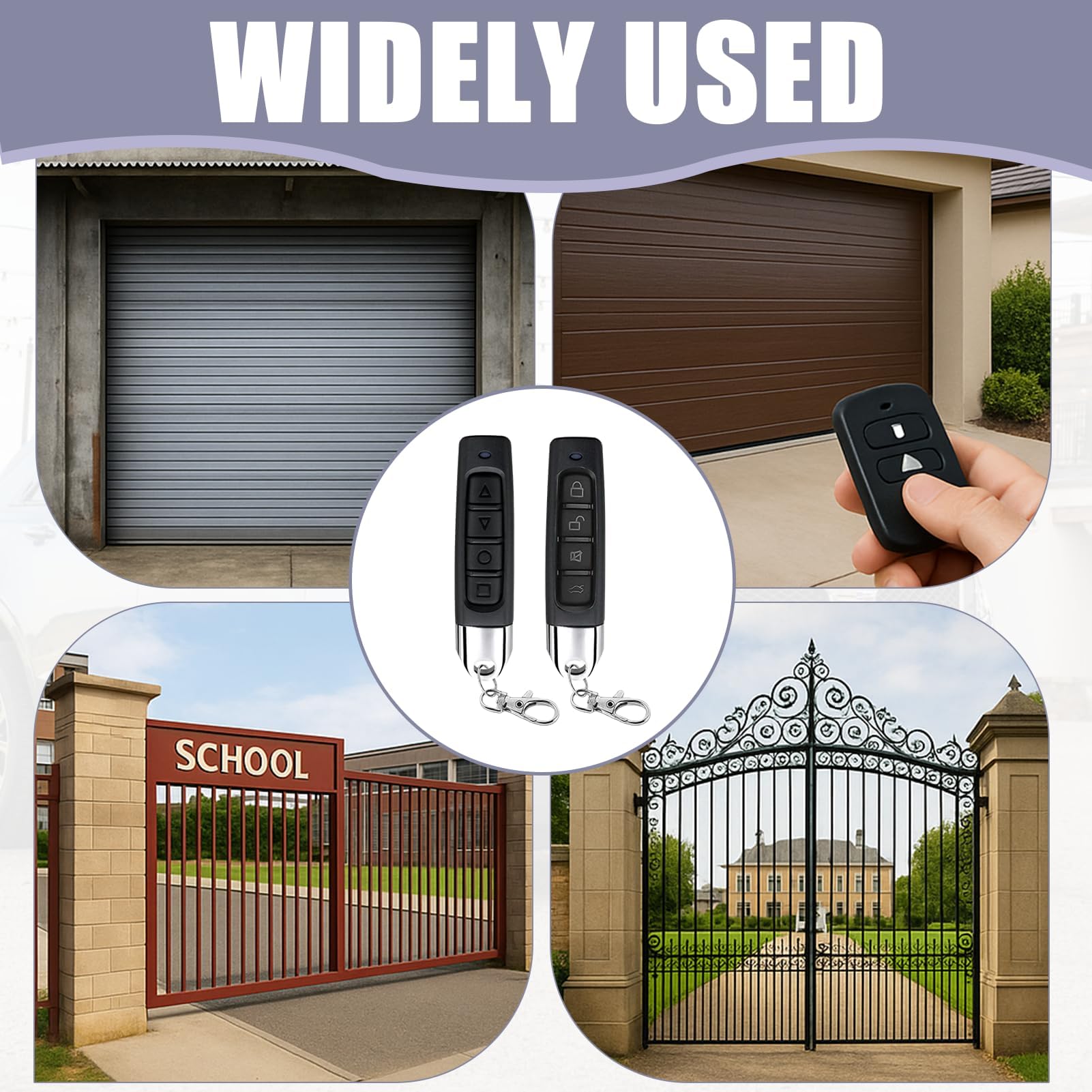4 piezas 433 MHz Mando a distancia universal para puerta de garaje, interruptor remoto para puerta de garaje para clonar con 4 canales, emisor manual para puerta de garaje duplicador