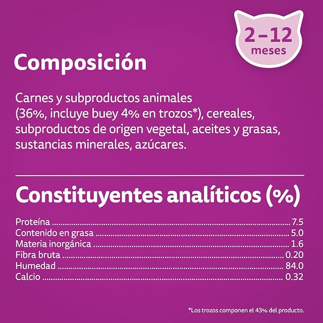 Foto 4 de 5 de Whiskas - Comida húmeda para gatos Whiskas Junior Selección Carne 4 x 85 g