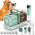 Buenkee Dog Grooming Kit with Pet Vacuum, 2L Large Capacity Cats Clippers, 15000PA & Low Noise Dog Brush vacuum, Pet Grooming Vacuum for Shedding Pets and Cats, Blue