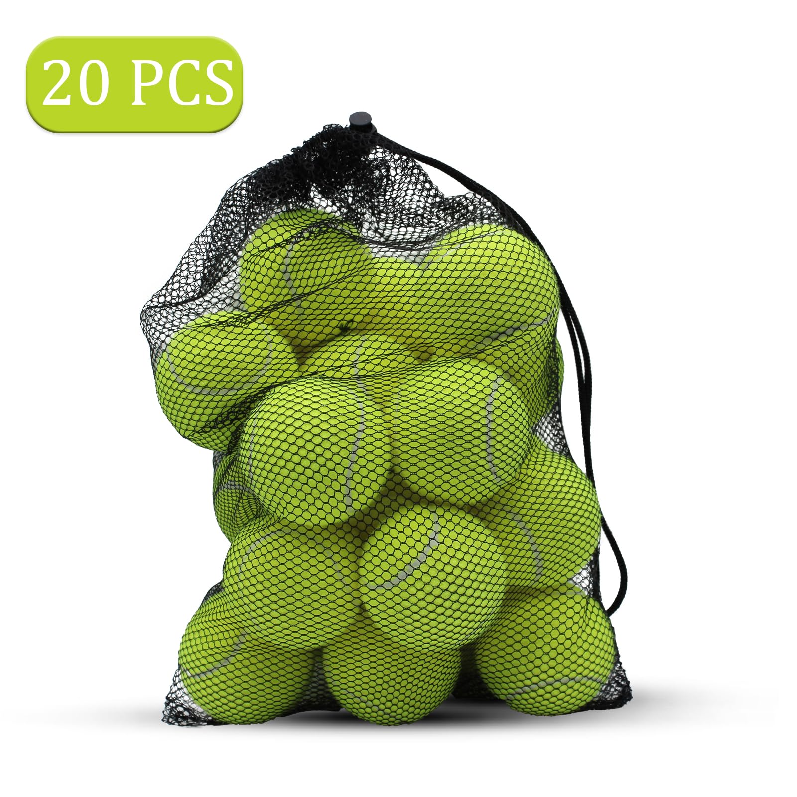 Swingers 20 Pack Tennis Balls,Training Exercise Balls for Pet Dog, High Elasticity Practice Tennis Balls for Beginner, with Mesh Carry Bag Easy to Transport (Yellow)