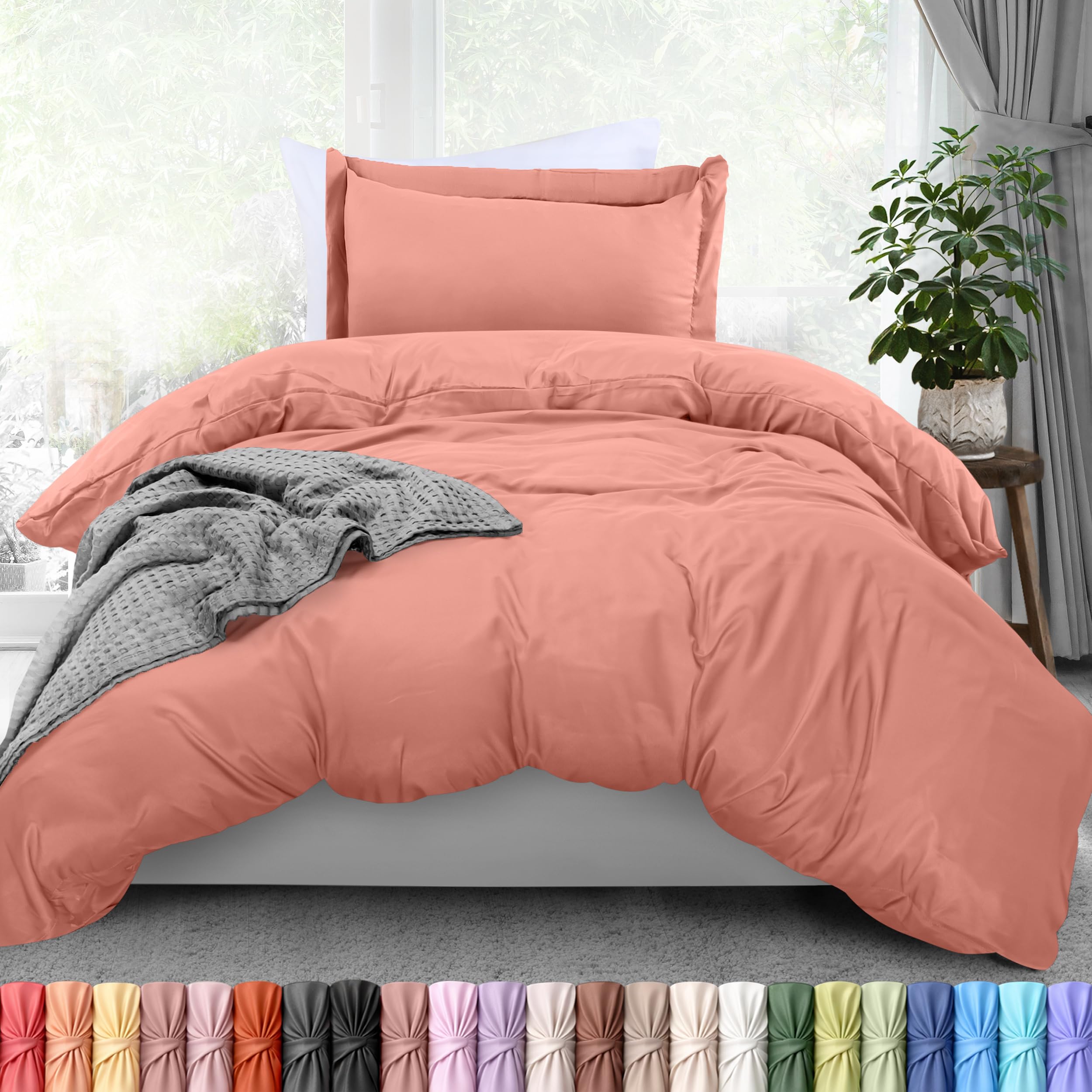 Duvet Cover Twin/Twin XL, 2 PC Cotton Like Polyester, Blush Pink