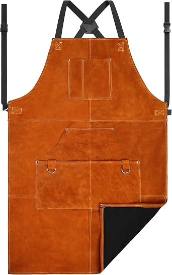 Leather Welding Apron with Lining Heavy Duty Protection