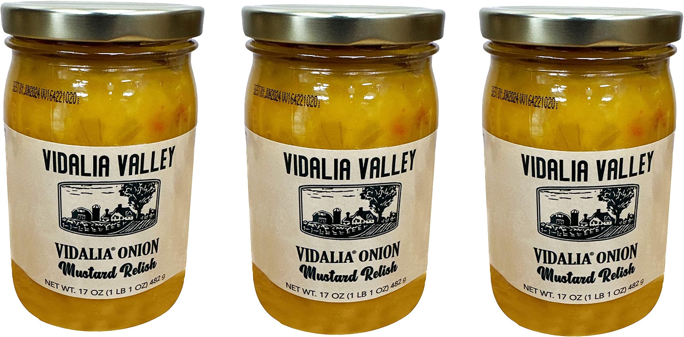 Vidalia ValleyOnion Mustard Relish, 17 Oz (Pack of 3) ALL Natural, NO Preservative