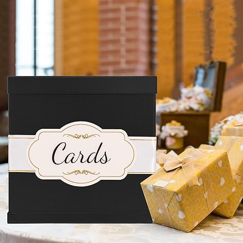 Miniatura 6 de Merry Expressions Caja de tarjetas rústica de 10 pulgadas de arpillera, tarjetero para fiesta, caja de regalo de dinero para recepción de boda,